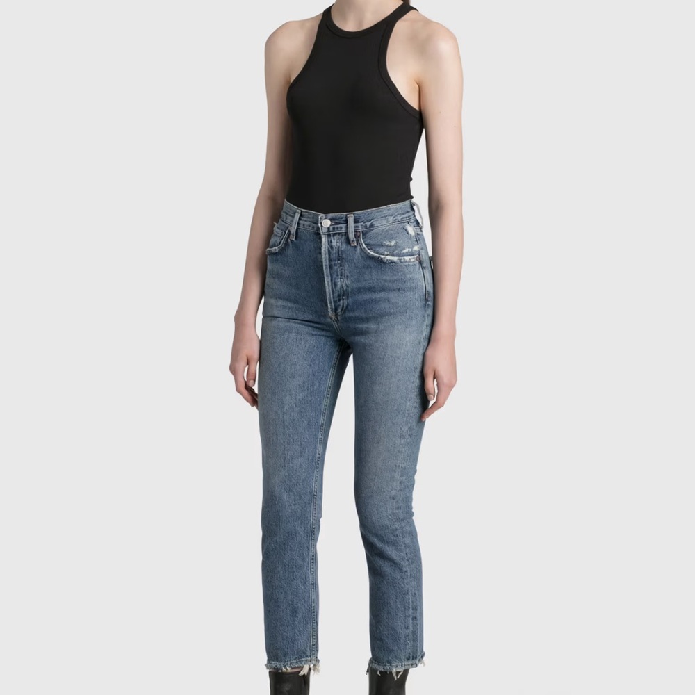 AGOLDE WOMEN'S RIANNE HIGH-NECK RACERBACK BODYSUIT Black Small - Picture 3 of 12